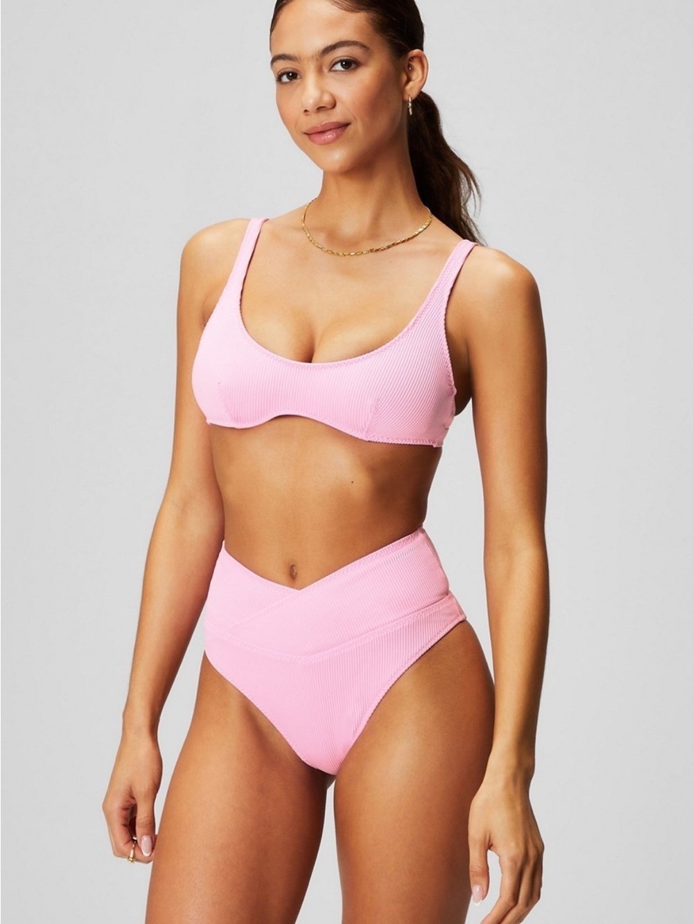 Fabletics High-Waisted Crossover Shaping Swim Bottom large